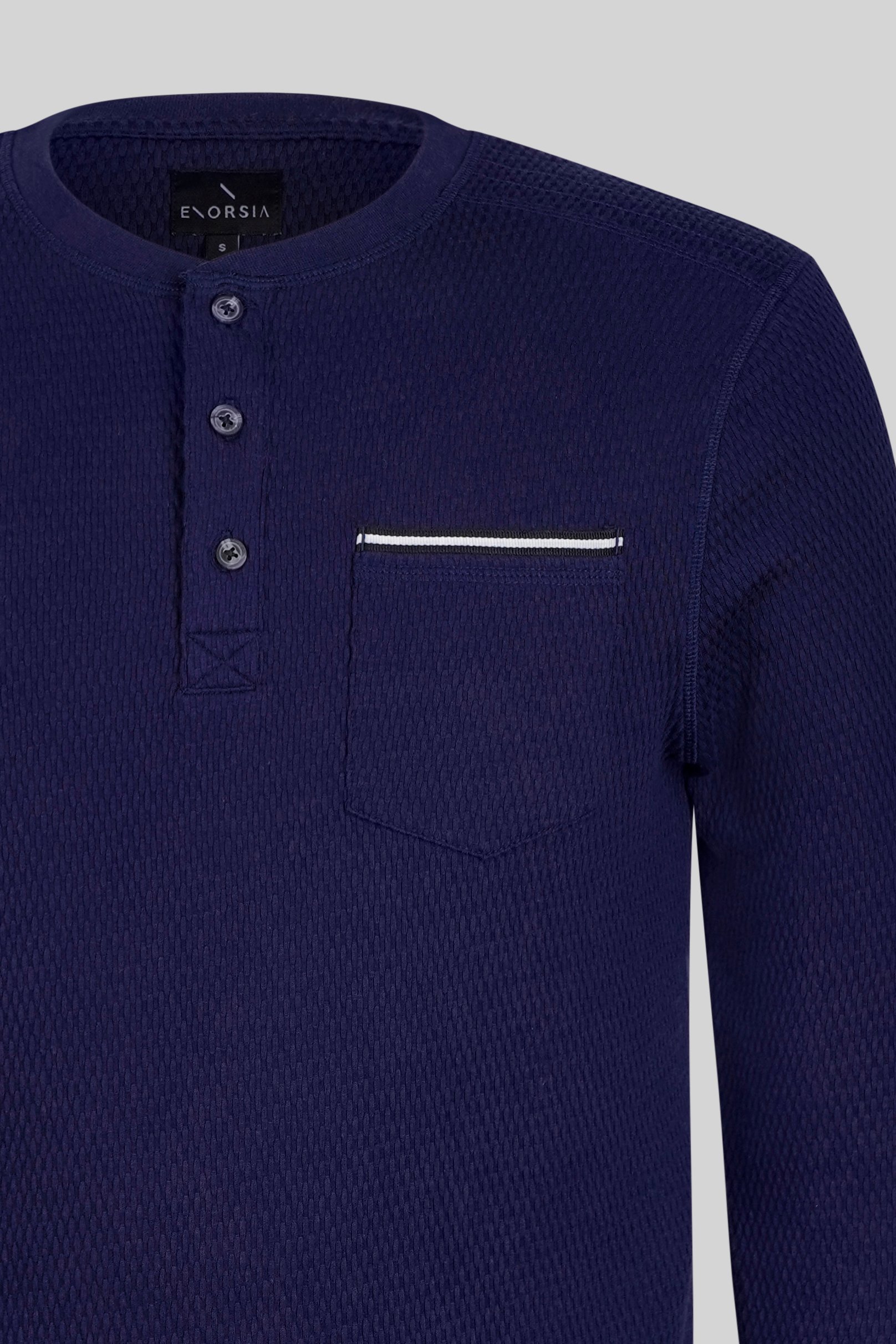 Textured Jersey Long Sleeve Henley T-Shirt