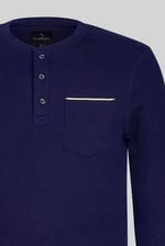 Textured Jersey Long Sleeve Henley T-Shirt