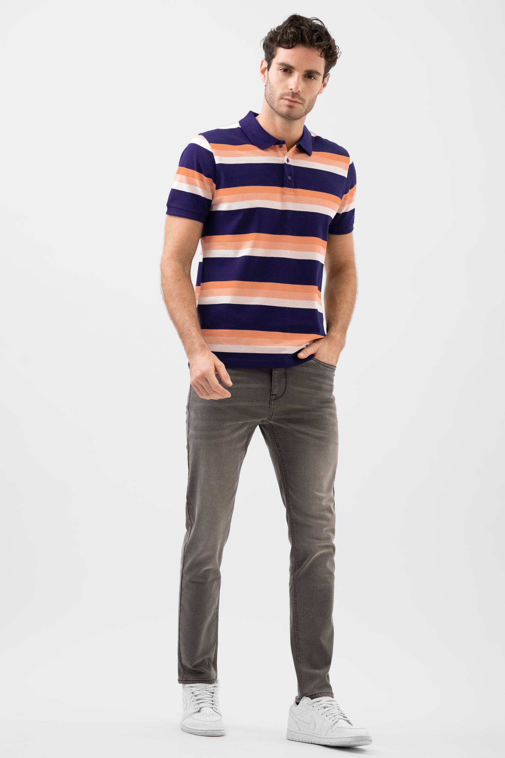 Stripe Pique Polo Shirt