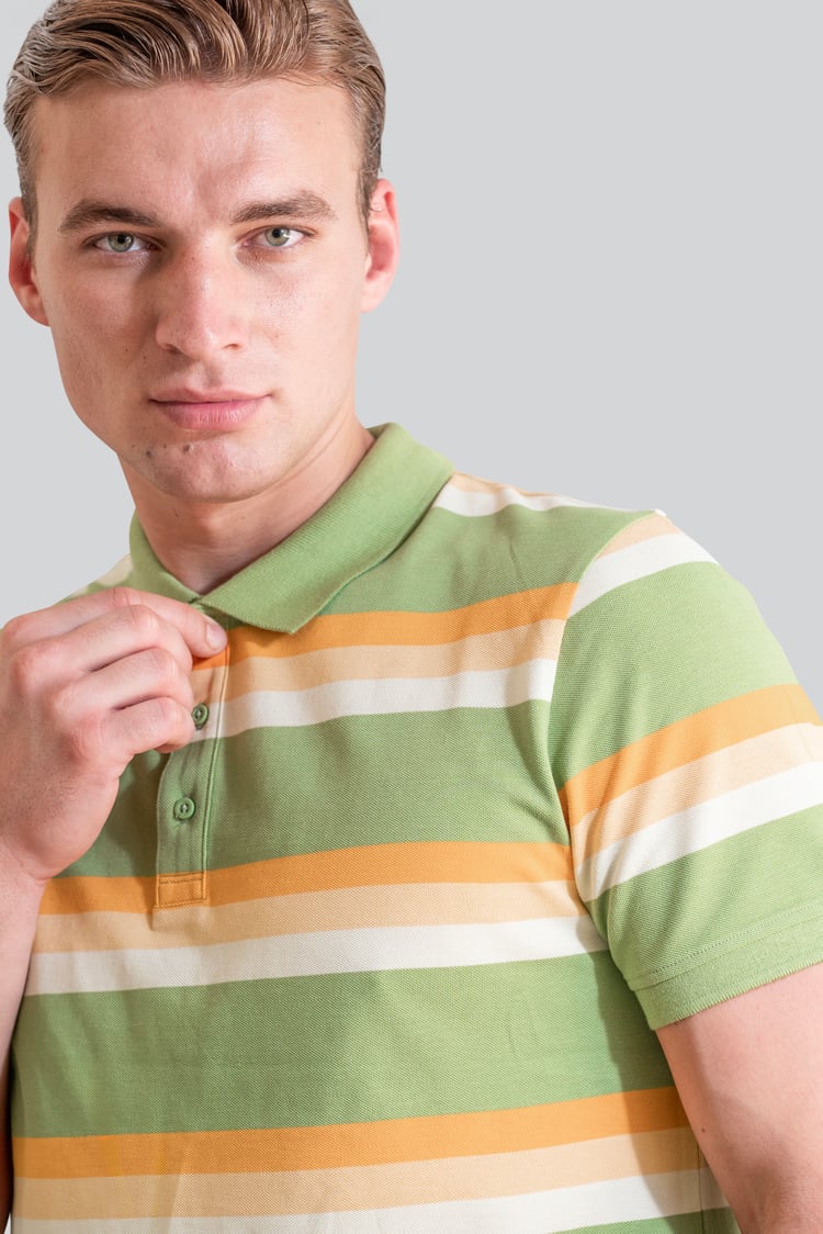 Stripe Pique Polo Shirt