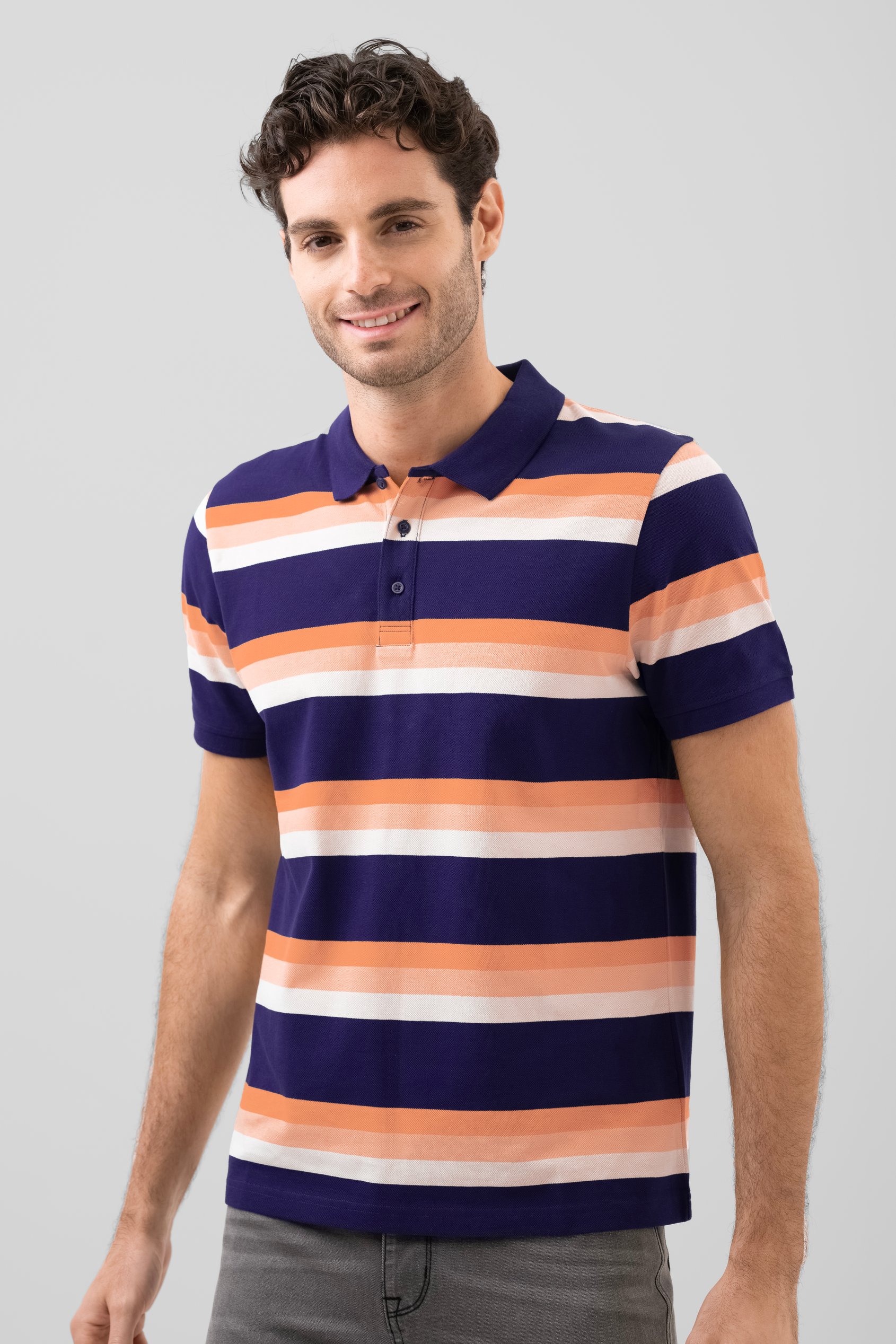 Stripe Pique Polo Shirt