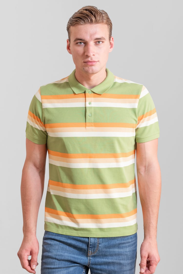 Stripe Pique Polo Shirt