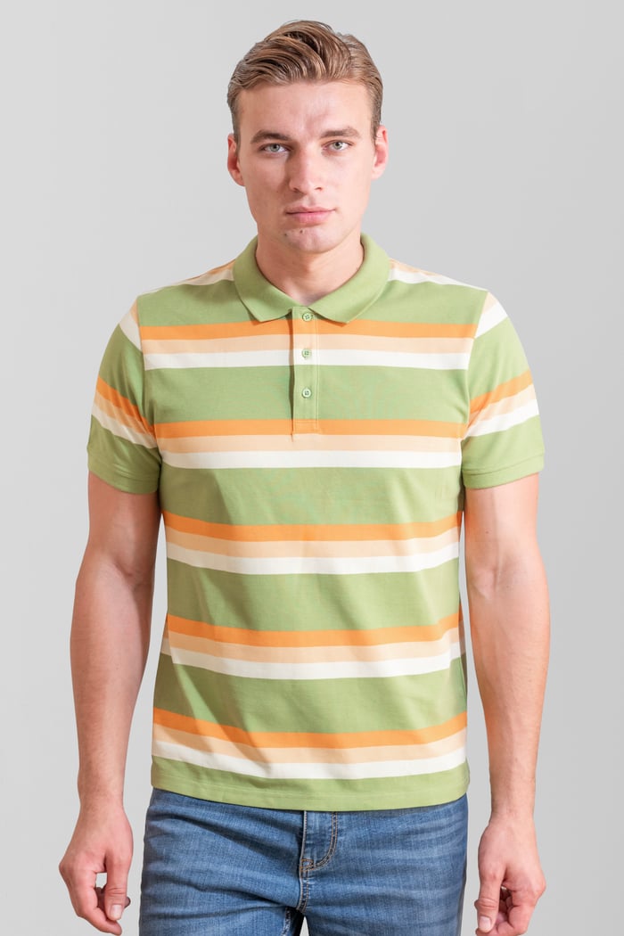Stripe Pique Polo Shirt