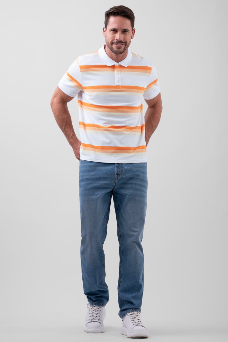 Stripe Pique Polo Shirt