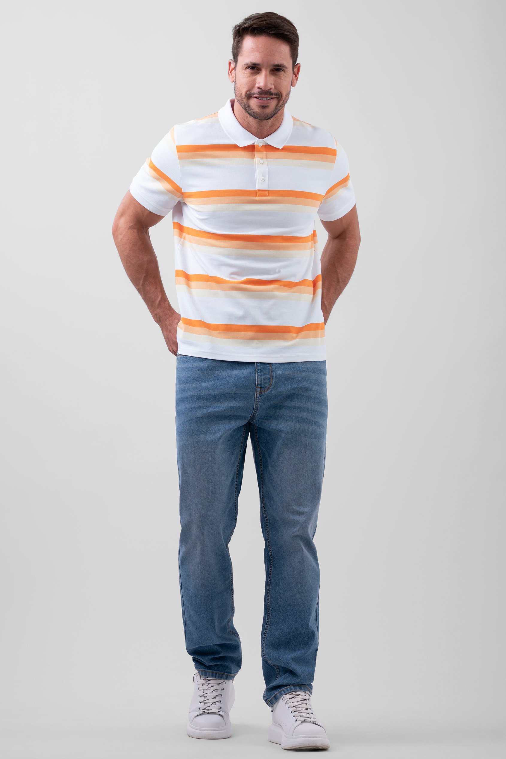 Stripe Pique Polo Shirt