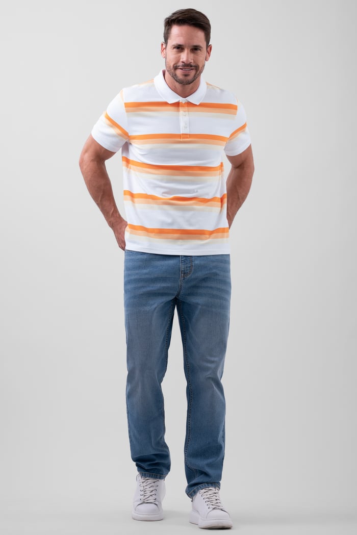 Stripe Pique Polo Shirt