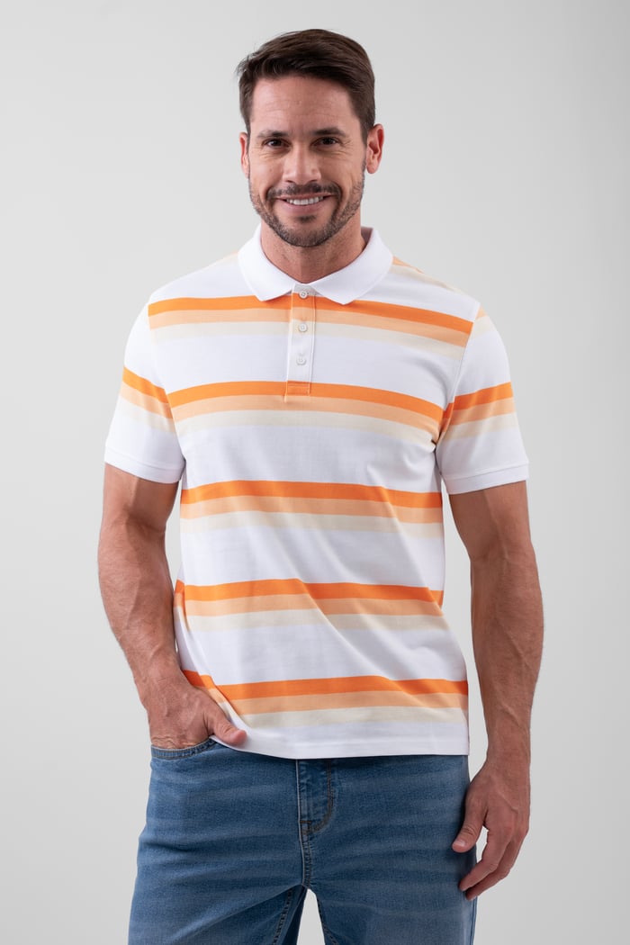 Stripe Pique Polo Shirt