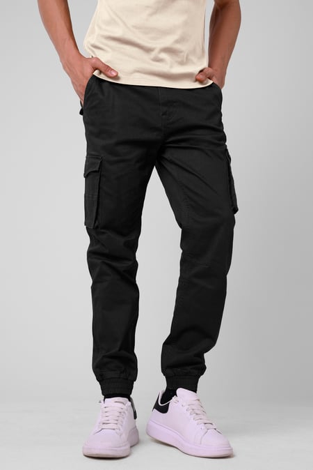 Mens Black Skinny Cargo Jogger