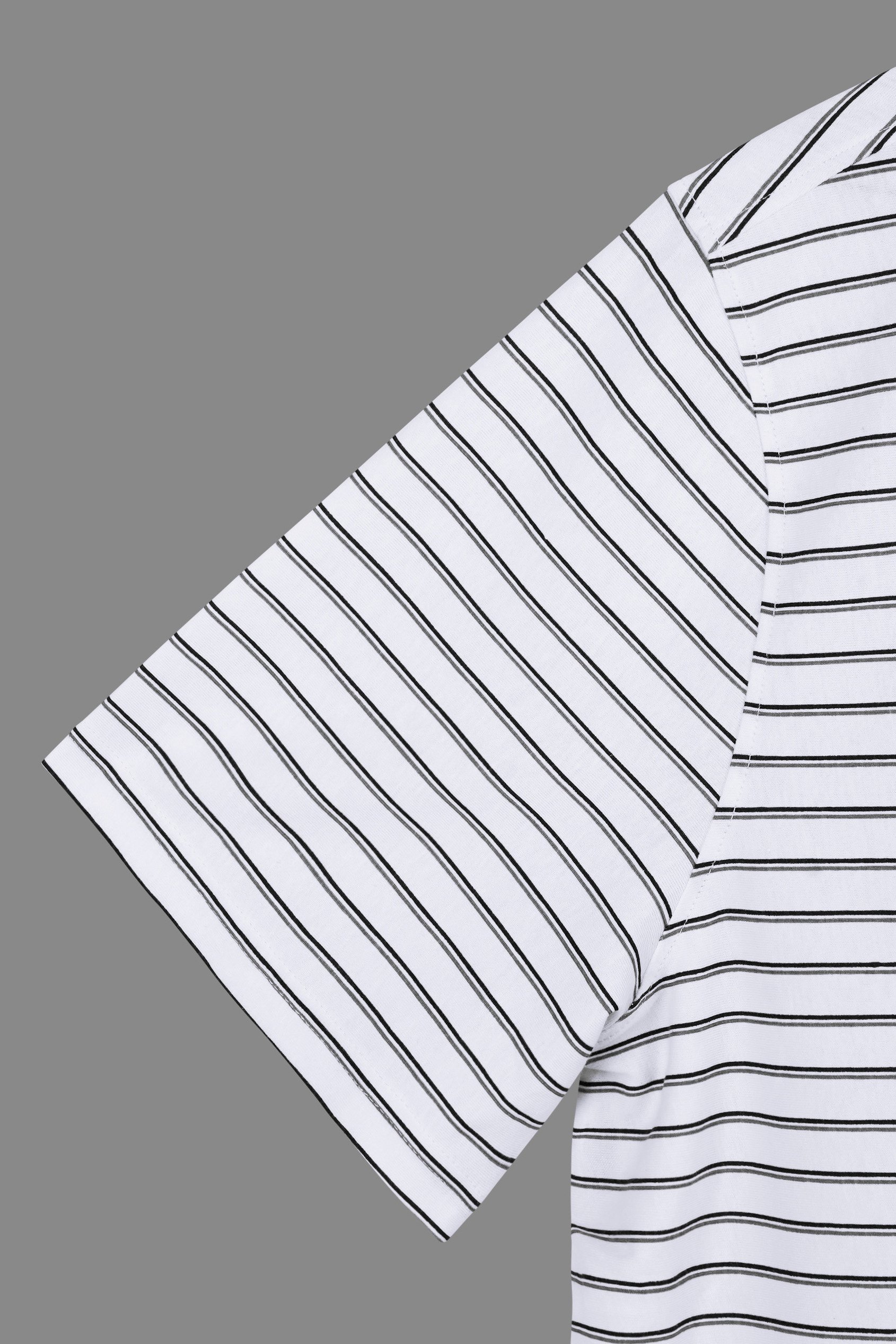 Loose Fit Stripe Print Henley T-shirt