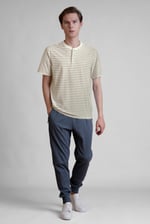 Loose Fit Stripe Print Henley T-shirt