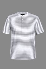 Loose Fit Stripe Print Henley T-shirt
