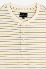 Loose Fit Stripe Print Henley T-shirt