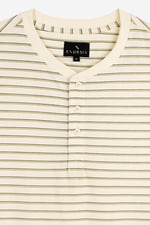 Loose Fit Stripe Print Henley T-shirt