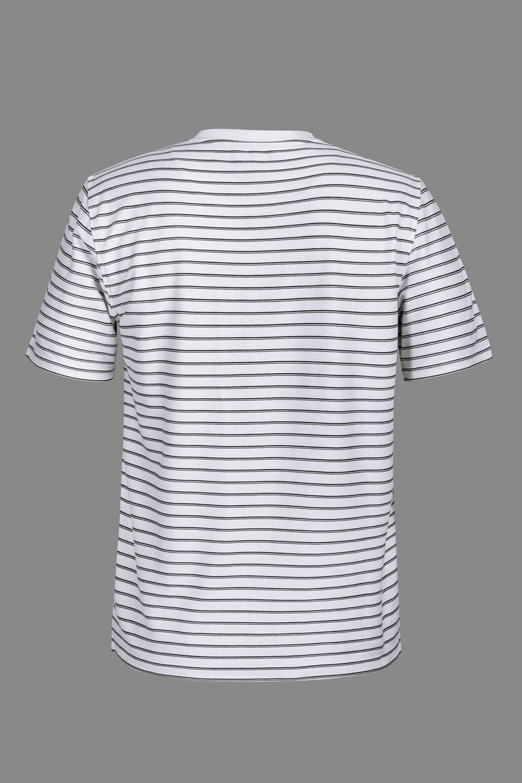 Loose Fit Stripe Print Henley T-shirt