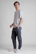 Loose Fit Stripe Print Henley T-shirt