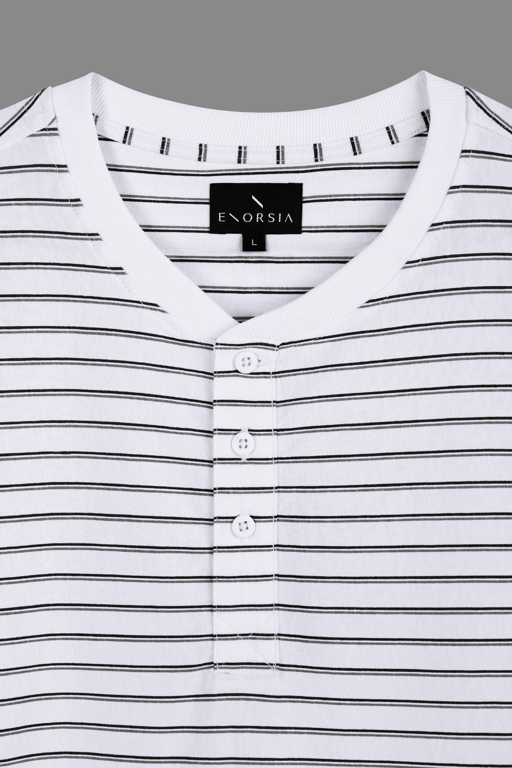 Loose Fit Stripe Print Henley T-shirt