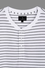 Loose Fit Stripe Print Henley T-shirt
