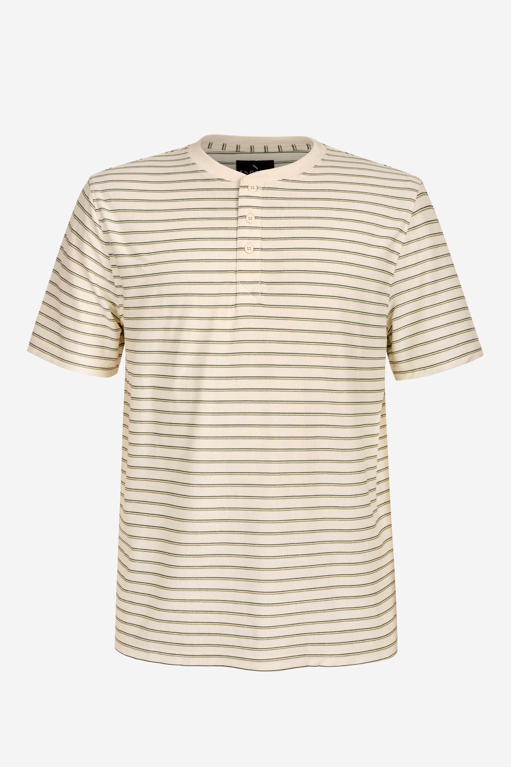 Loose Fit Stripe Print Henley T-shirt
