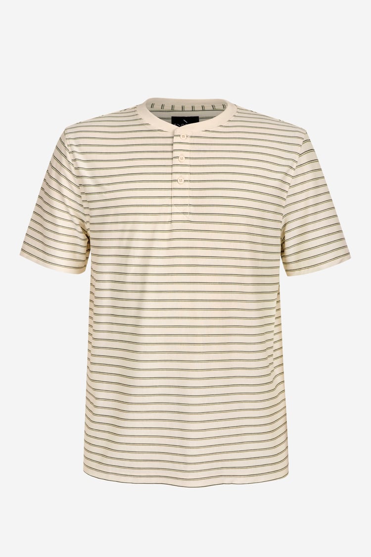 Loose Fit Stripe Print Henley T-shirt