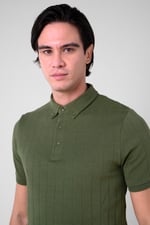 Mens Rib Textured Soft Finish Polo Shirt