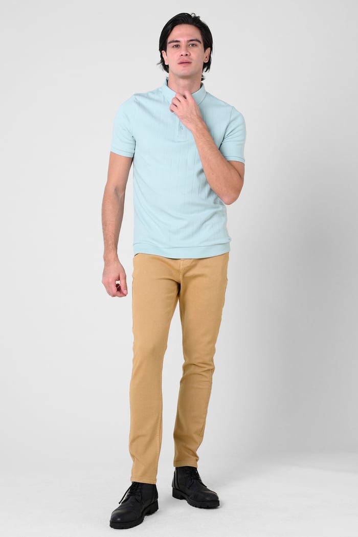 Mens Rib Textured Soft Finish Polo Shirt