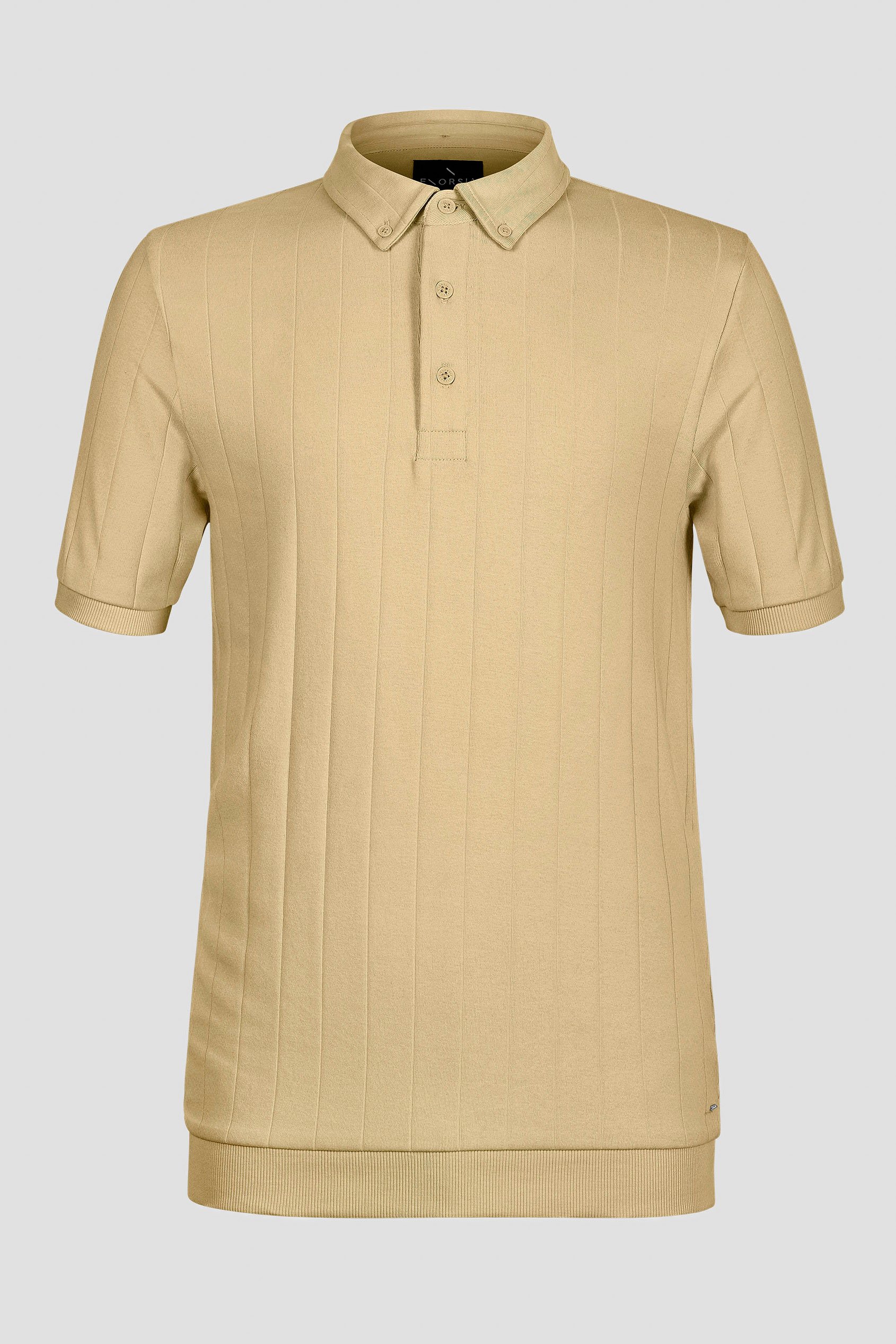 Mens Rib Textured Soft Finish Polo Shirt