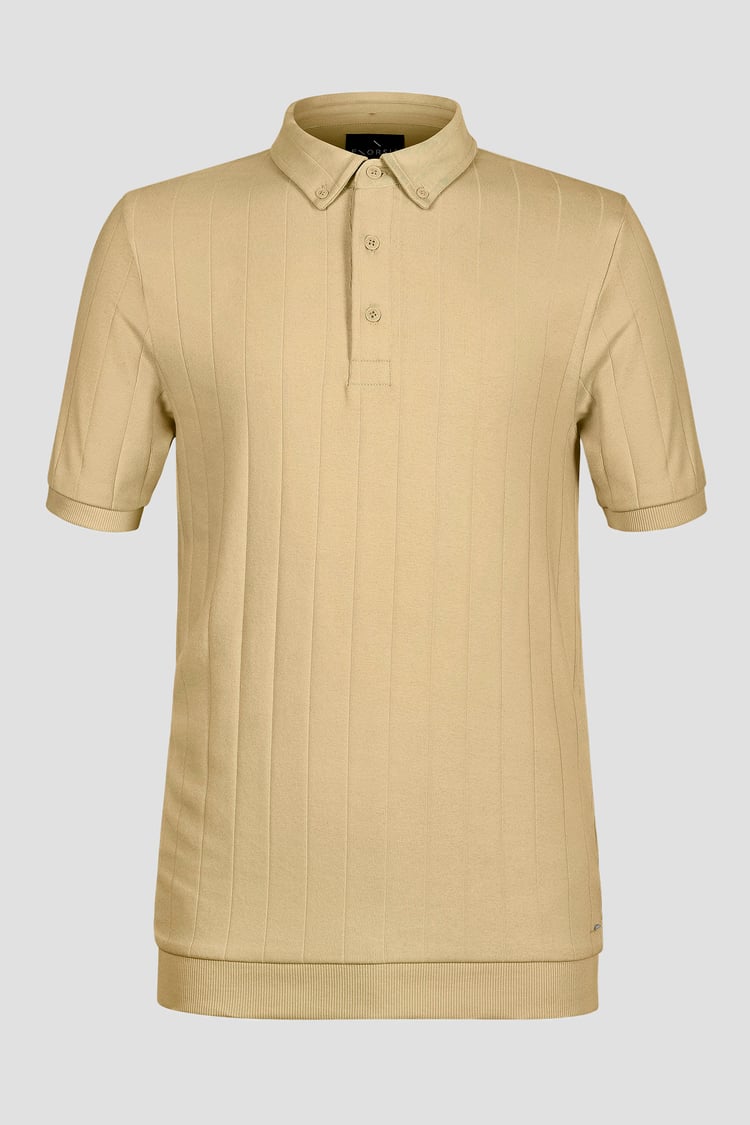 Mens Rib Textured Soft Finish Polo Shirt