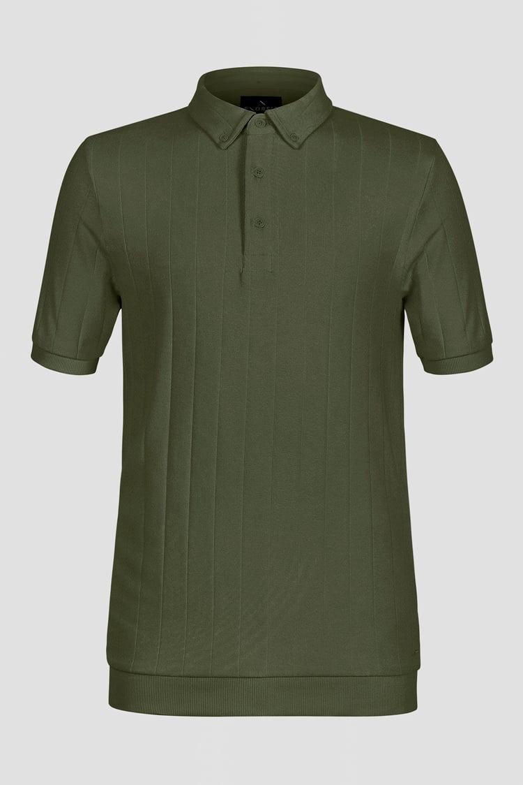 Mens Rib Textured Soft Finish Polo Shirt