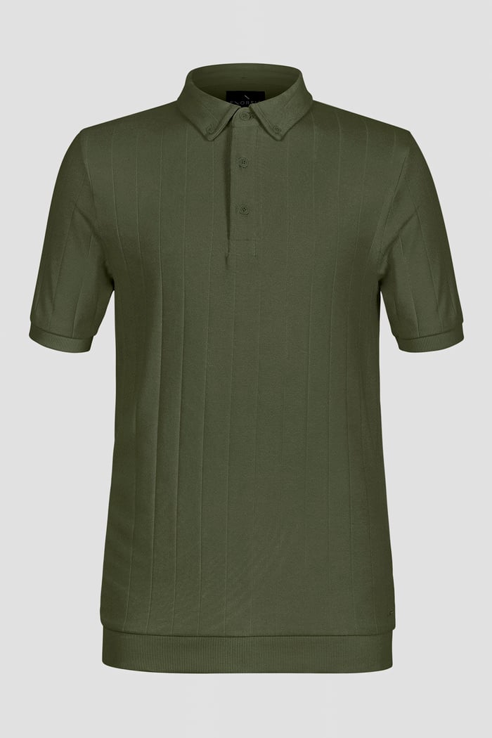 Mens Rib Textured Soft Finish Polo Shirt