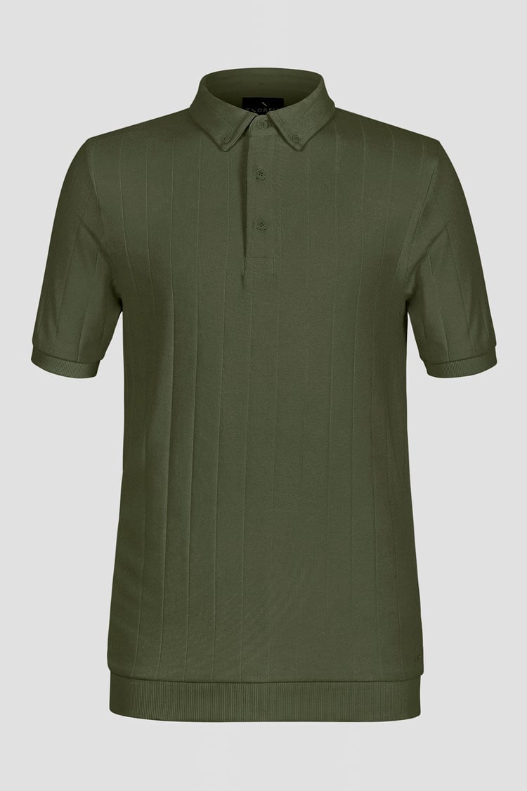 Mens Rib Textured Soft Finish Polo Shirt