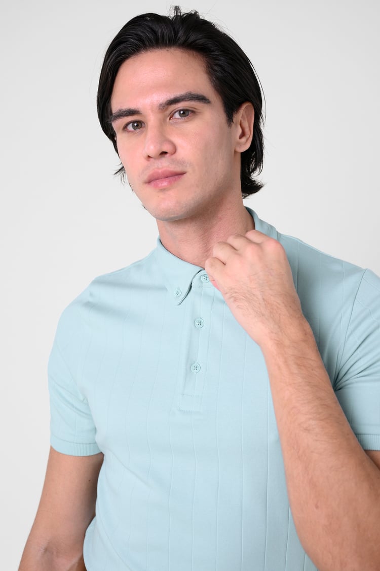 Mens Rib Textured Soft Finish Polo Shirt