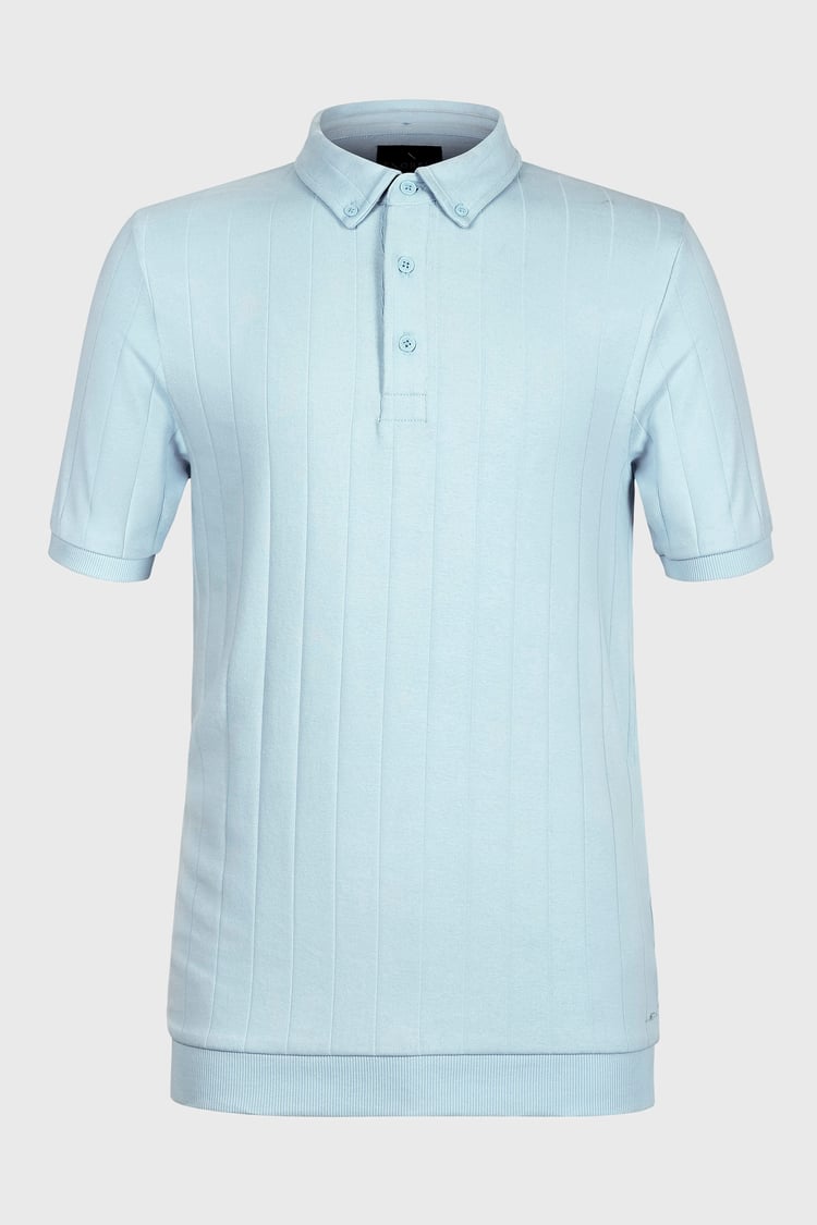Mens Rib Textured Soft Finish Polo Shirt