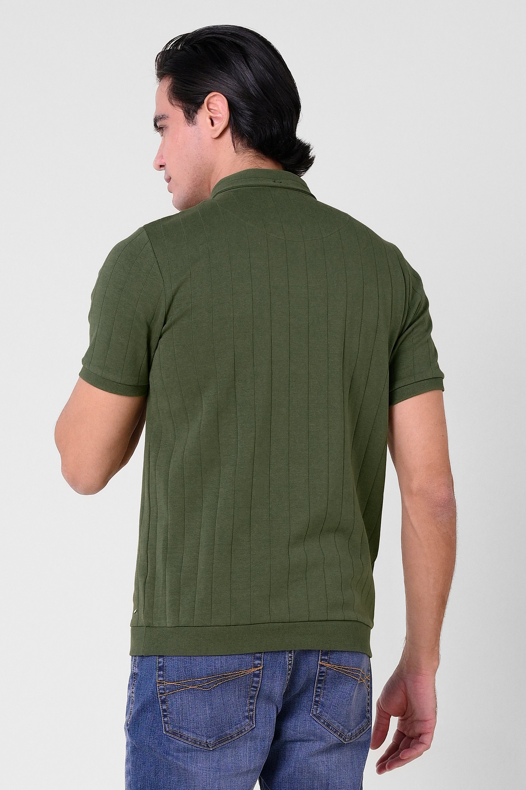 Mens Rib Textured Soft Finish Polo Shirt