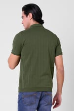 Mens Rib Textured Soft Finish Polo Shirt