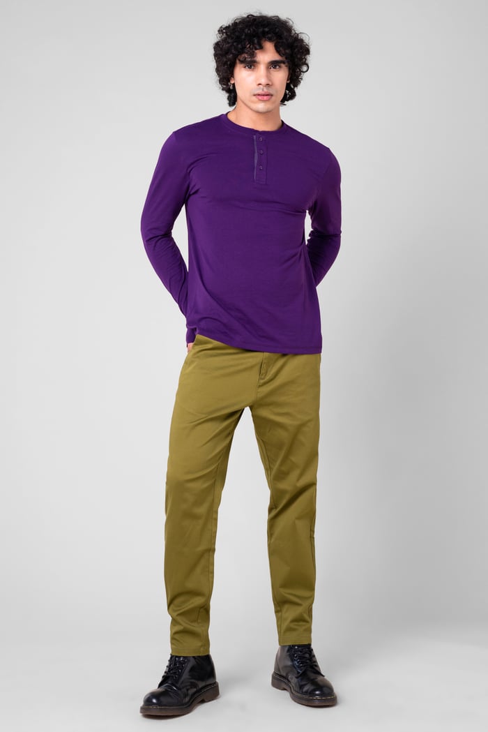 Men's Crew Neck Henley T-Shirt