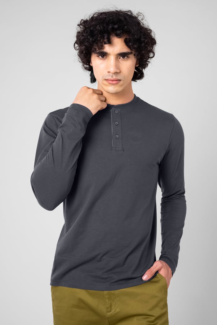 Men's Crew Neck Henley T-Shirt