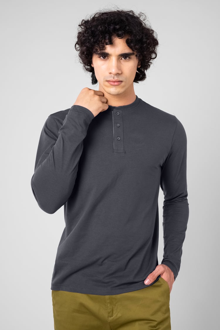 Men's Crew Neck Henley T-Shirt