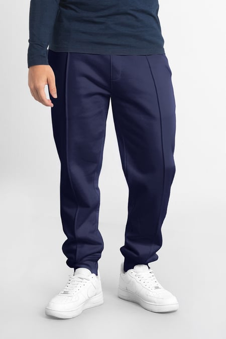 Mens Navy Brushed Terry Jogger With Cut And Sew Waistband