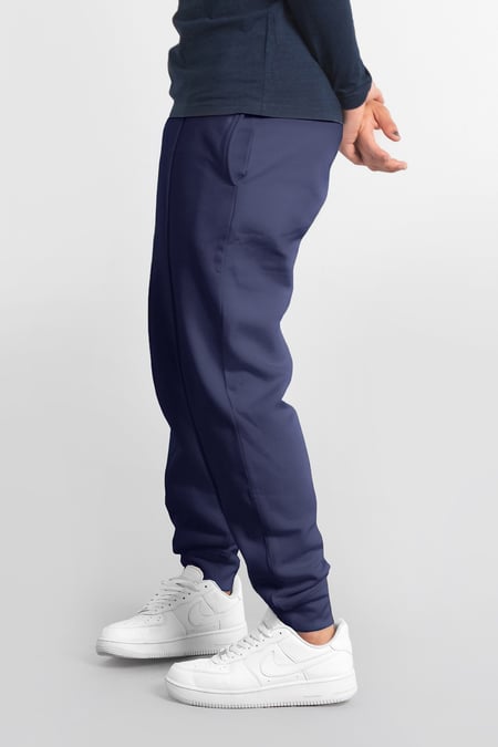 Mens Navy Brushed Terry Jogger With Cut And Sew Waistband