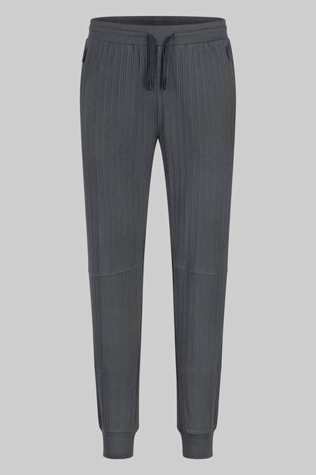 Grey Ribbed Jersey Slim Fit Zip Pockets Joggers
