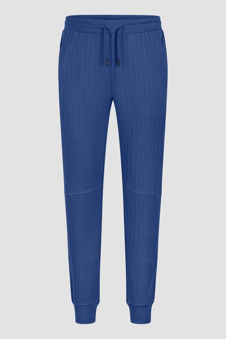 Grey Ribbed Jersey Slim Fit Zip Pockets Joggers