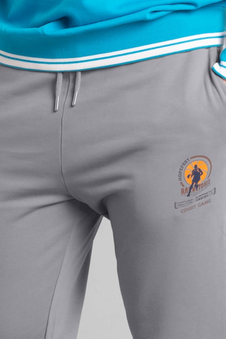 Mens Grey Terry Jogger With Ribbed Cuff