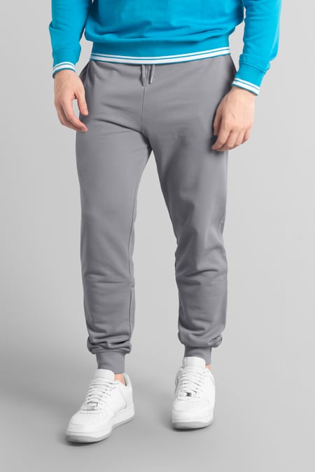 Mens Blue Terry Jogger With Ribbed Cuff