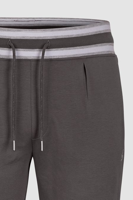 Men's Grey Striped Rib Waistband Jersey Trouser