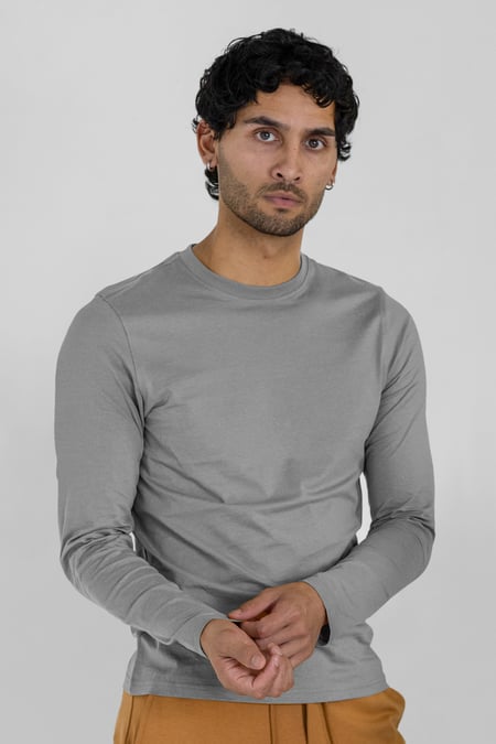 White/Chocolate/Grey Cotton Long Sleeve T-Shirt 3 Pack