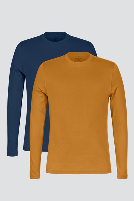 Men's Bargundy-Olive Long Sleeve Cotton T-Shirt 2 Pack