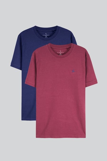 Navy/Red 2 Pack Short Sleeve Cotton T-Shirt