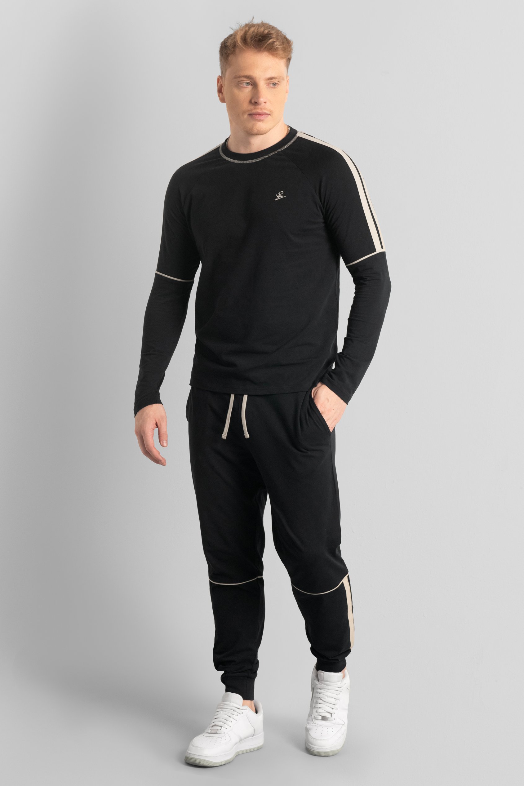 Stretch Jersey Long Sleeve Tee And Jogger Set