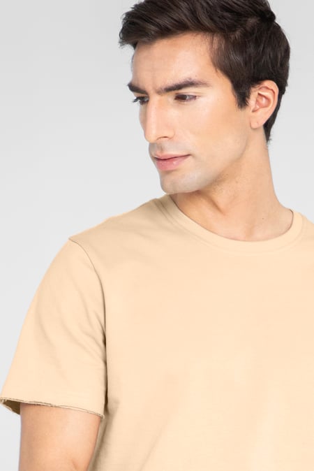 Mens Cream Regular Fit T-Shirt & Shorts Set