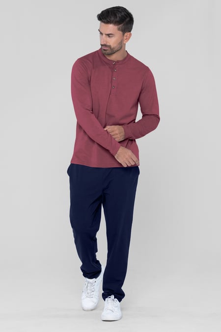 Men's Cream Solid Pyjamas Set